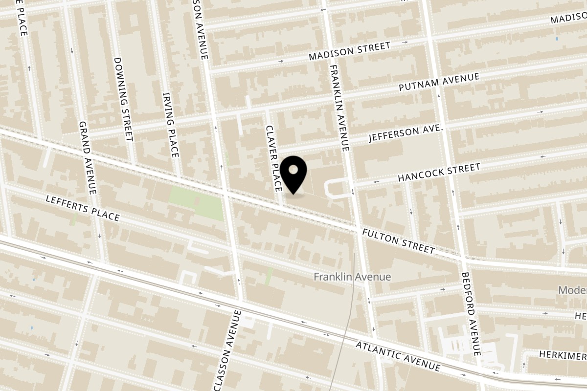 Map showing the location of BUKA New York on 1111 Fulton St in Brooklyn